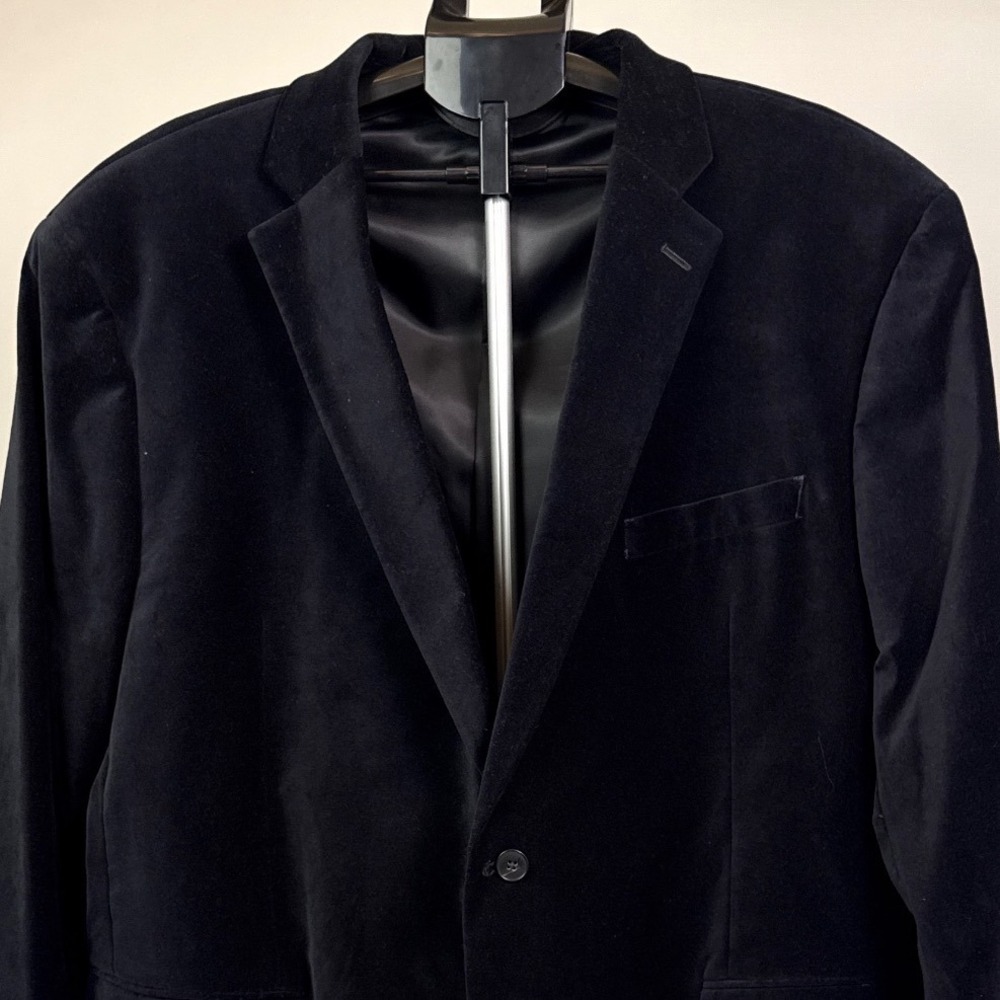 J Ferrar Mens Big and Tall Black Velvet Blazer Two Button Sport Coat Jacket - Picture 3 of 9